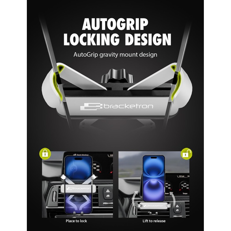 Bracketron AutoGrip Universal Car Vent Phone Mount – 360° Rotatable,
