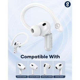 Gcioii Memory Titanium Alloy Ear Hooks for AirPods Pro 3/Pro 2/Pro 1 & AirPods 3,Anti-Slip Sport Accessories [Added Anti-Lost Lanyard] Comfortable Secure Fit (White,Upgraded)