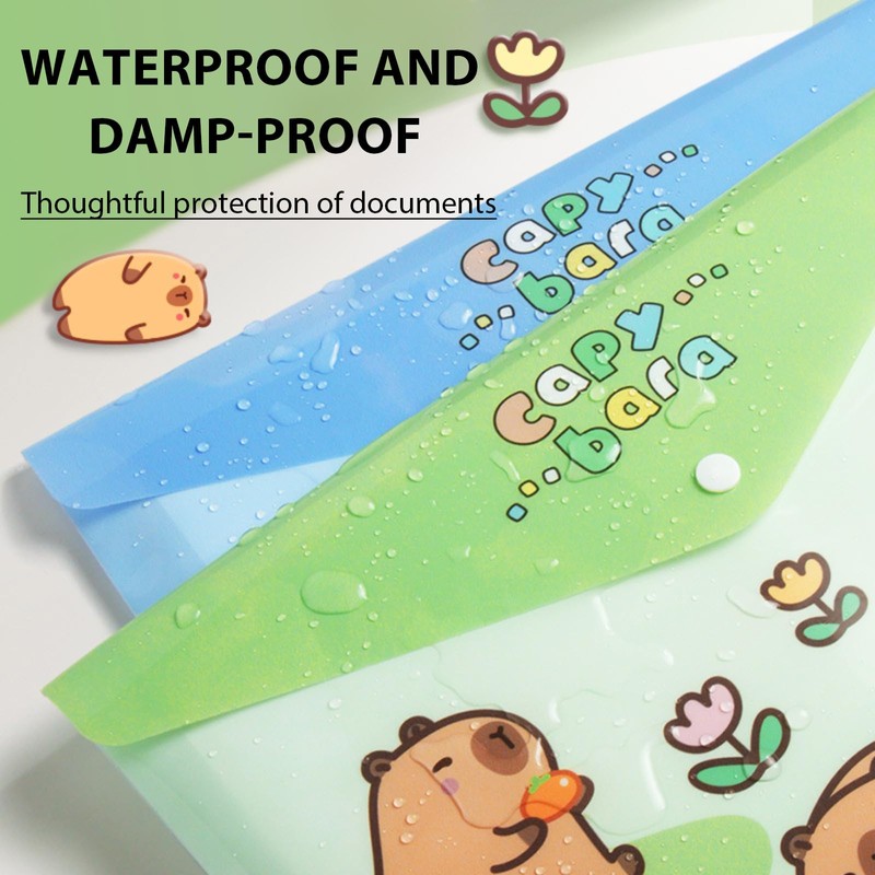 10 PCS Capybara Plastic Folders for Document, A4,Letter Size File