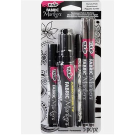 Tulip Fabric Markers Variety Pack 5/Pkg-Black Assorted Tips