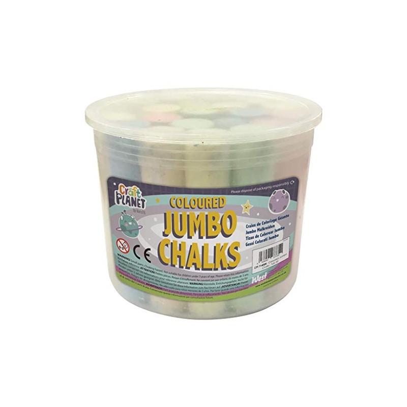 Craft Planet Jumbo Chalk, Multicoloured, Pack Of 20, Art &