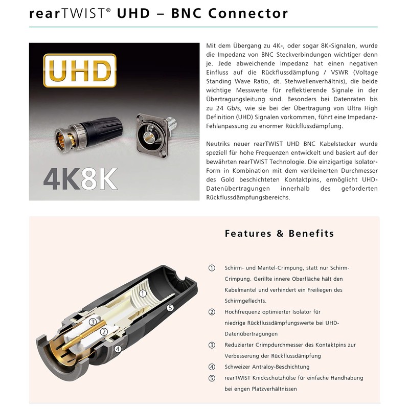 Sommer Cable 1 m Mini-BNC 6G 3G HD-SDI 4K Adapter