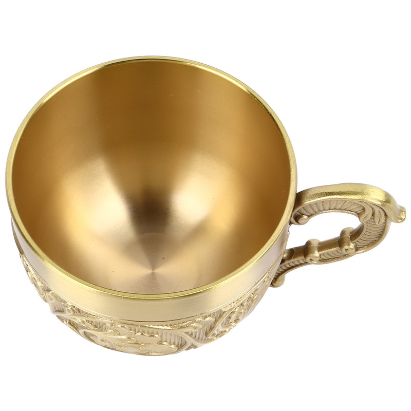 Brass Tea Cup Exquisite Embossed Patterns Retro European Small Coffee