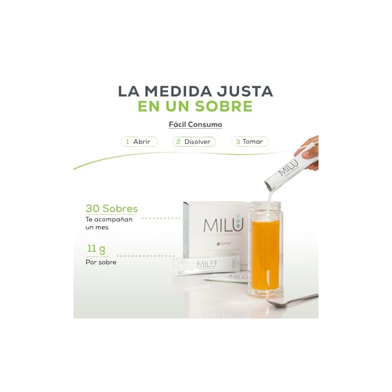 Milu Colágeno Hidrolizado Magnesio Vitamina Sobres Individuales 11g 1caja Suplemento