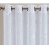 LINENZONE Pair of 2 Sheer White Curtains with White Leaf