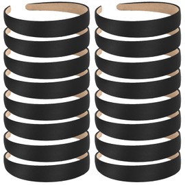 Wecoe 16pcs Headbands for Women 1 Inch Wide Black Satin Headband Non Slip Fashion Hair Bands Diy Holiday Costume Hair Accessories Women Girls Diademas Coreanas Para Mujer
