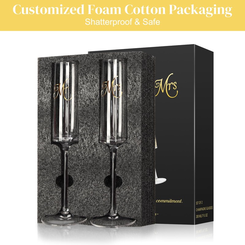ALIMOTA Copas para Boda，210Ml Copas Champagne，2Pcs caja de regalo，Copa de