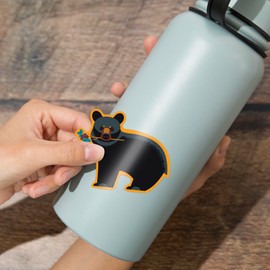 Die Cut Sticker Black Bear, Geometric, Contour Vinyl Sticker 3 to 6 inches, (Waterproof Decal for Cars, Water Bottles, Laptops, Coolers), Large