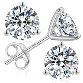 [KRKCLIFE] Men's Earrings, Moissanite Diamond, Hypoallergenic, Moissanite Diamond, Stud Earrings, Single Earring, 3 Prong Setting, Sterling Silver, 0.3ct/0.5ct/0.6ct/0.8ct/1.0ct/1.5ct (Silver/Gold),