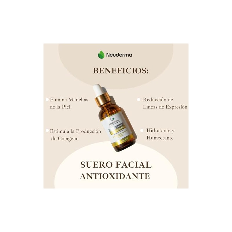 Suero Facial Antioxidante con Vitamina C + Ácido Hialurónico +