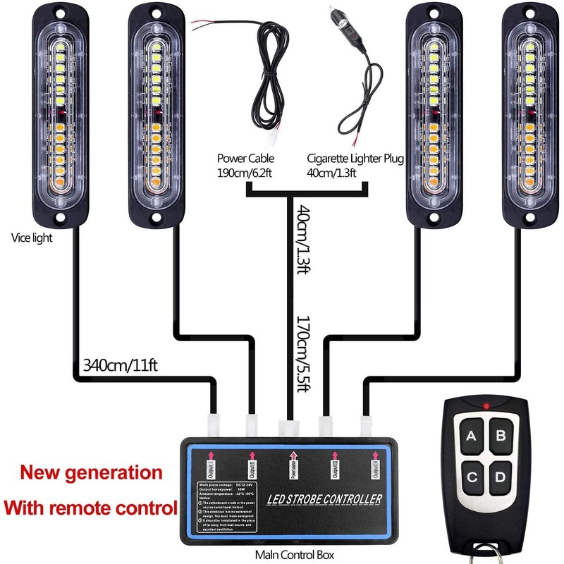 EASE2U E Led Warning Lights, 4pcs Emergency Warning Caution Hazard