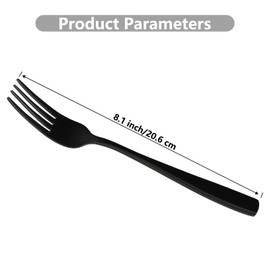 Afromy 12 Pieces Stainless Steel Table Fork Set, Flatware Dinner Forks, Black