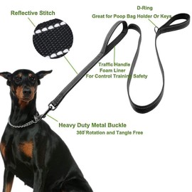 Dog Training Leash Ultra Long line, suitable for large, medium and small dogs - suitable for pet recall training Obedience, running, camping, backyard Strong leash with metal components (black)