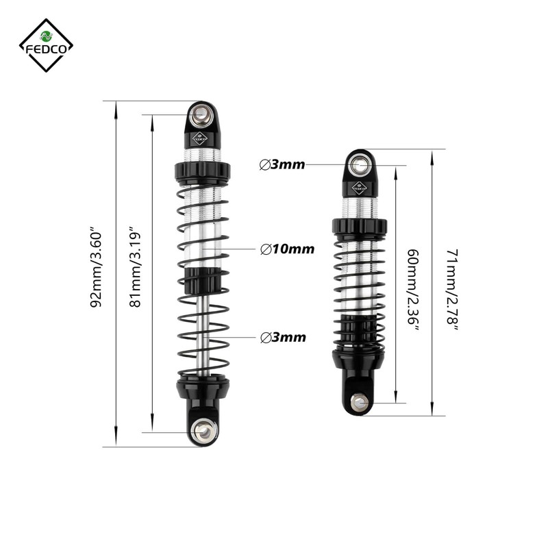 FEDCO UTB18 Shocks 92MM Long Travel Shocks Absorber for Axial