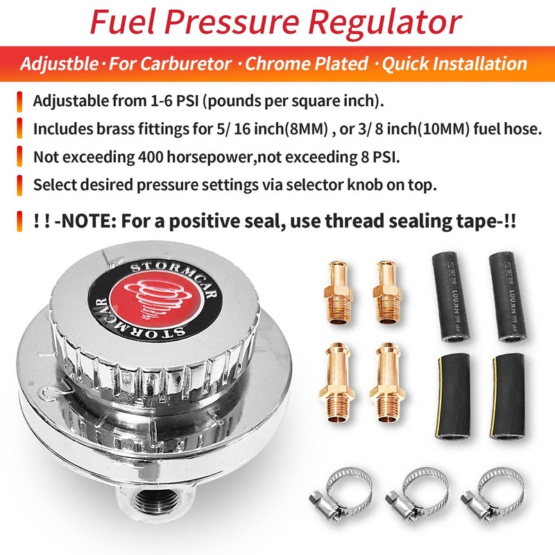 Baiann Fuel Pressure Regulator Kit Carburetor Carb Fuel Pump FPR,