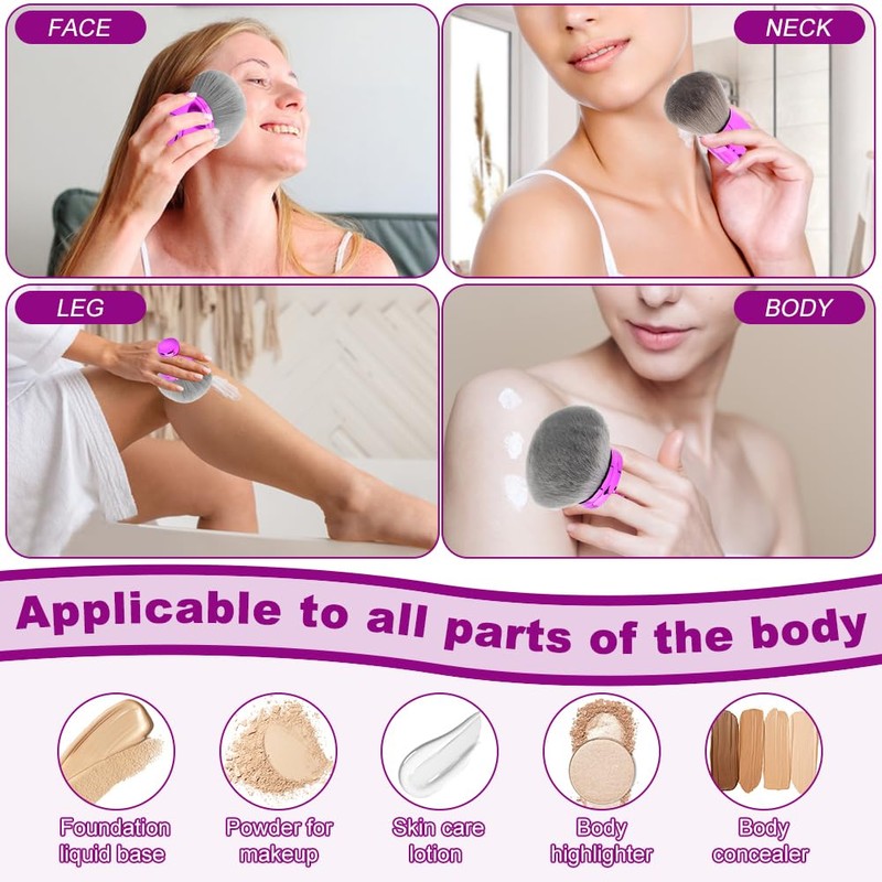 2 Pack Extra Large Round Kabuki Brush, Body Makeup &