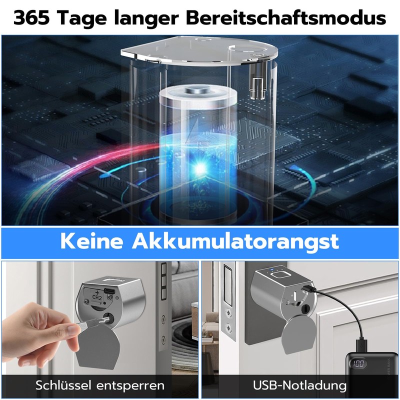 Eseesmart Fingerprint Door Lock, Electronic Door Lock Cylinder 60 mm