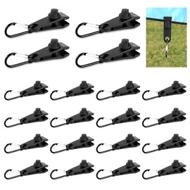 Akicderu Tarpaulin Clips, 20 Piece Tarpaulin Clips Set, 20 Locking Handle Clips with 20 Carabiner Hooks, Upgrade Multifunctional Tarpaulin Attachment for Boats, Tent Tarpaulin, Awnings, Gazebo, Pool