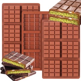 Palksky Chocolate Bar Mold Deep, 3Pcs Square Thick Chocolate Bar Mold Silicone, Stuffed Candy Bar Mold