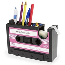 Cassette Tape Dispenser Pen Holder Vase Pencil Pot Stationery Desk Tidy Container Office Stationery Supplier Gift (Red)