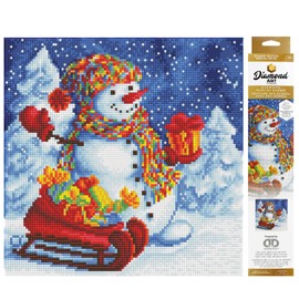 DIAMOND ART BY LEISURE ARTS Holiday Snowman Fun, 12"X12", Intermediate Diamond Painting Kits for Adults, Art for Adults, Kit, Painting