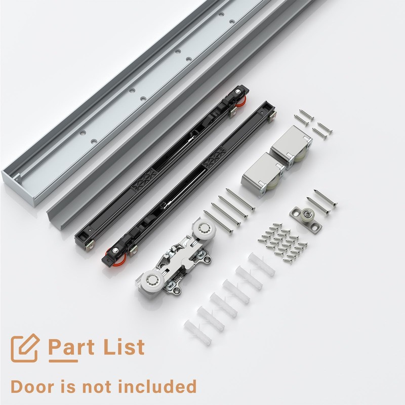 FINOSEN 32inch Concealed Sliding Barn Door Hardware with Soft Close