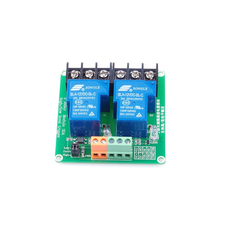 KNACRO DC 12V 30A 2-Channel Relay Module High Or Low