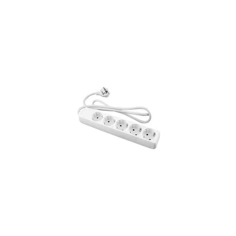 White Power Strip with 5 Schuko Sockets 1.5 m Cable