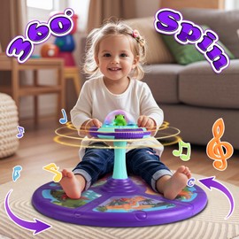 Toy RetroAudio Dinosaur Sit and Spin Toy for Toddlers 1-3 3-5 360°Spinning Toys Birthday Gift for Girls Boys, Sit n Spin Toys for Toddlers 2-4 with LED & Music Active Play Early Development Toys