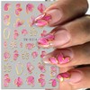 Gold Linie Schieber Rosa Nagelsticker Blumen 3D Flower Nail Sticker