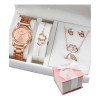 Set Regalo Mujer Reloj Collar Anillo Aretes Oro Rosa Rose