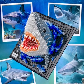 BNG Wall Art Shark Building Sets for Adult,Animals Building Blocks for Wall Decor or Table Display,Creative Toy Gift for Teens Boys 14+,Not Compatible with (2166 PCS)