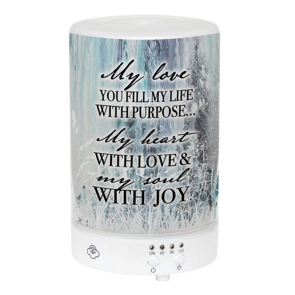 Fill My Heart With Love Frosted Glass 8 Color LED Light Essential Oil Diffuser