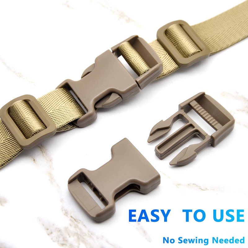 Eviznbou Buckles Webbing Set 25 mm, 10 Yards Black Nylon