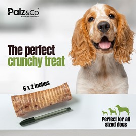 Palz&Co Moodog 6" Beef Trachea Tubes for Dogs - Natural Grass-Fed Chews with Glucosamine & Chondroitin, Supports Joints & Dental Health, 2-Pack