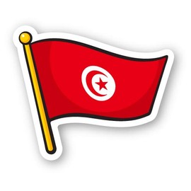 Squiddy Tunisia Flag - Vinyl Sticker Decal for Phone, Laptop, Water Bottle (3" Wide)