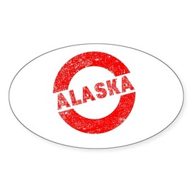 CafePress Rubber Ink Stamp Alaska Sticker Oval Car Bumper Sticker