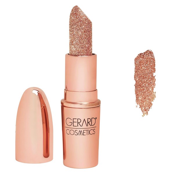 Gerard Cosmetics Glitter Lipstick (Hollywood Blvd) | Nude Pink Lipstick with Sparkling Metallic Glitter | Long Lasting, Smooth Formula | Highly Pigmented Opaque Color | Cruelty Free & Made in USA