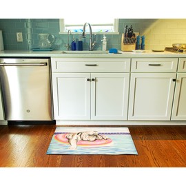 Liora Manne Illusions Collection Indoor Outdoor Mat - Garden or Coastal Rug, Tropical & Floral Décor, Comfortable & Durable, UV Stabilized, Machine Washable Rug, Pool Dog Blue, 1'7" x 2'5"