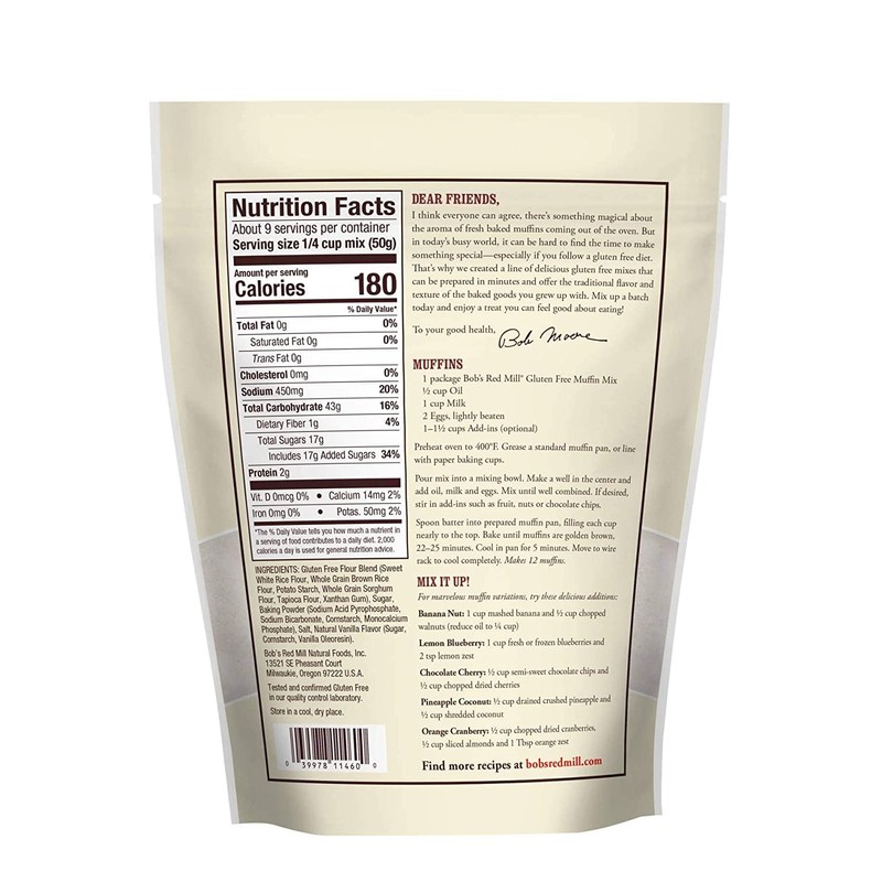 Bob's Red Mill Gluten Free Muffin Mix, 16 Oz (Pack