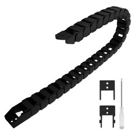 LMioEtool R46 15mm x 20mm(Inner H x Inner W) Black Plastic Cable Wire Carrier Drag Chain 1M Length for CNC, with End Connectors - Bridge Type (Non-openable)