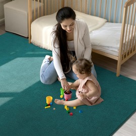 Keeko 4x6 Area Rugs for Bedroom, Soft Modern Living Room Rug Indoor Non Slip Low Pile Washable Rug Fluffy Fuzzy Memory Foam Carpets Throw Rugs for Kids Nursery Classroom Dorm Room Decor Teal