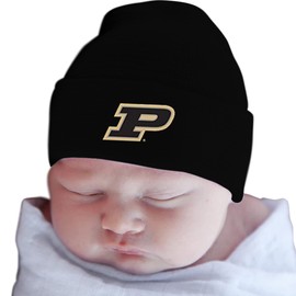 Two Feet Ahead Purdue Boilermakers Team Baby Hat for Boys and Girls-Softly Knitted Infant Baby Beanie (Purdue Boilermakers Team) Black