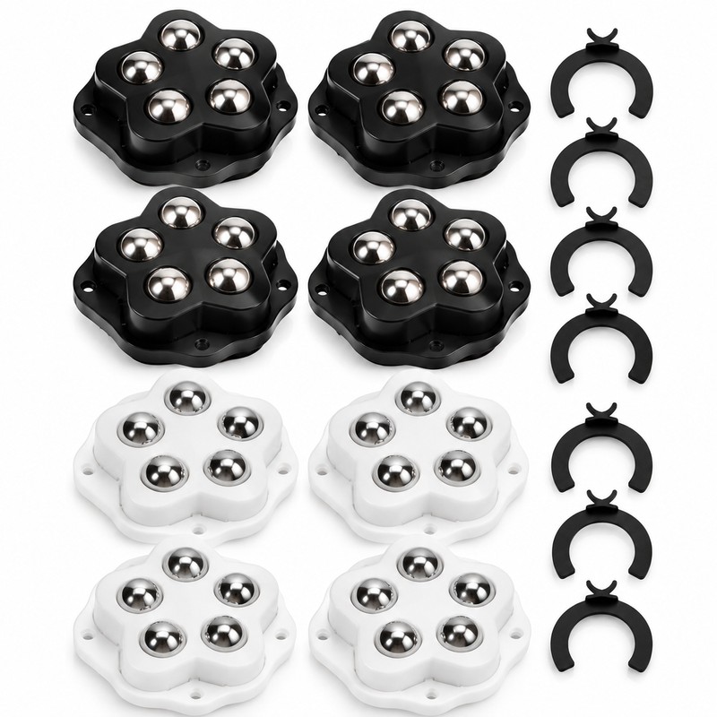 Self-Adhesive Furniture Caster Wheels – Stainless Steel 360° Swivel Rollers