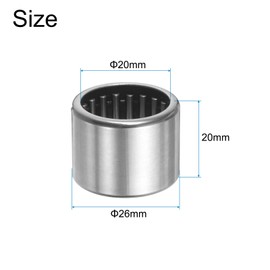 sourcing map 2 Pcs HK2020 Needle Roller Bearings One Way Bearing 20x26x20mm, Chrome Steel Bearing