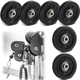 Soulchen 6 Pcs 6/8 Pcs 90mm/3.5" Universal Nylon Bearing Pulley-Wheel Replace for Home Gym Equipment Part Cable Machine, Wearproof Abration Bearing Wheel, Gym Equipment and Garage Door Pulley System