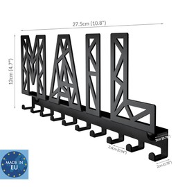 SirHoldeer Key Rack with Shelf Mail Wall Mounted Metal Key Rack for Entrance Area Kitchen and Office (10 Hooks) Rustic Key Board Hook Rack Decor Hanger