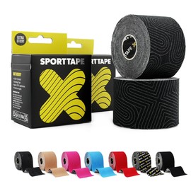 2 Rolls - SPORTTAPE Kinesiology Tape - 5cm x 5m - Platinum | Physio & Sports Injury Muscle Tape for Knee Pain, Shoulder, Ankle & Shin Splints Support | Waterproof & Hypoallergenic Kinetic Sports Tape