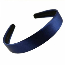 Topkids Accessories Satin Alice Headband Head Band Hairband Hair Band Women Adult Girls Kids School 60s 70s 80s Plain Aliceband 2.5cm 1" Thick Wide Hard (1 Alice Band, Navy Blue)
