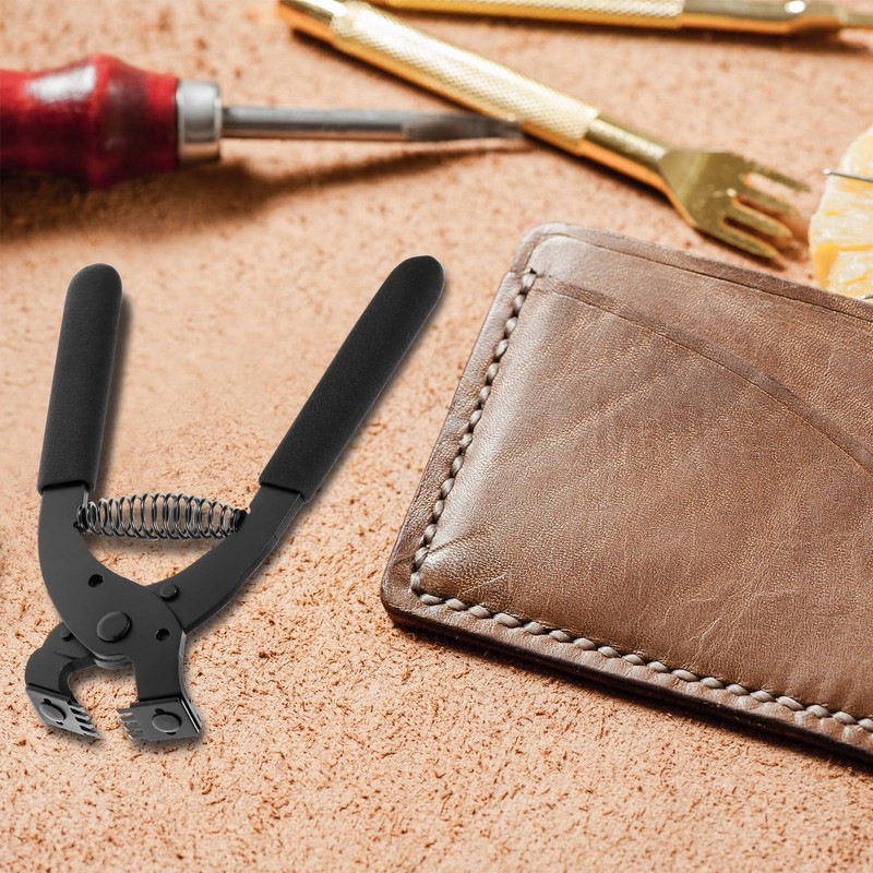 QWORK Leather Belt Hole Punch Tool Silent Pliers, 6.7" Leather